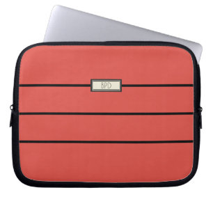 Moderna Monogram Initialer Röd Svart Minimalistisk Laptop Fodral