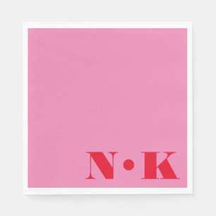 Moderna Monogram Initialer Rosa Röd Anpassad Bröll Pappersservett