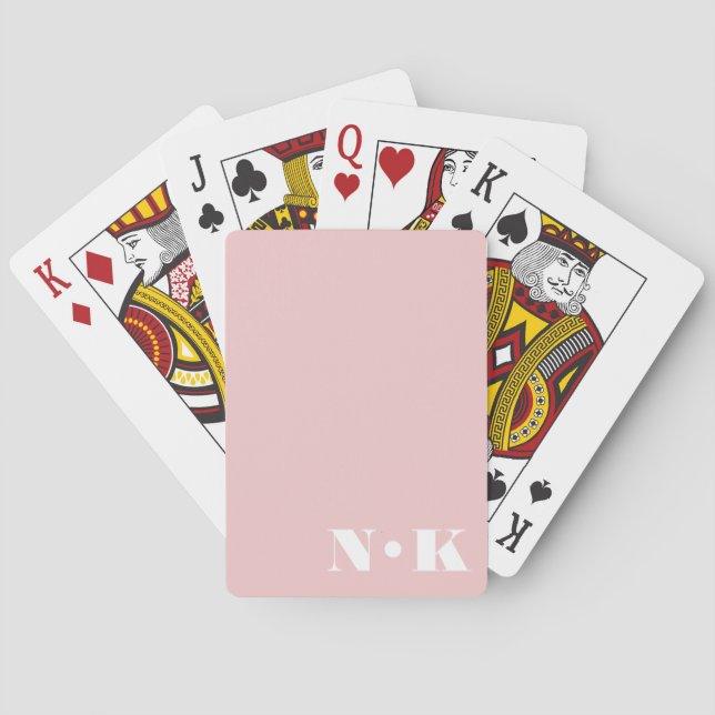 Moderna Monogram Initialer Rosa Rosa Anpassad Bröl Casinokort (Baksidan)