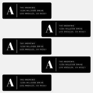 Moderna monogram- och adress vattentäta etiketter