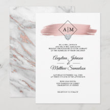 Moderna Monogram Rosa Guld Marmor Hjärtformad Bröl