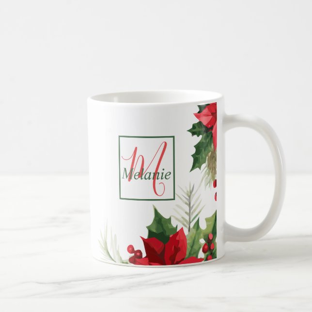 Moderna monogrambaserade Helgdagar för botaniska v Kaffemugg (Höger)