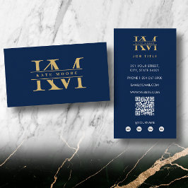 Moderna monograminitialer professionell blå guld visitkort