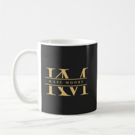 Moderna monograminitialer professionell svart guld kaffemugg