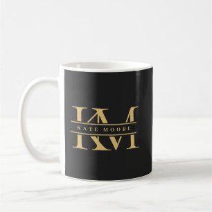 Moderna monograminitialer professionell svart guld kaffemugg