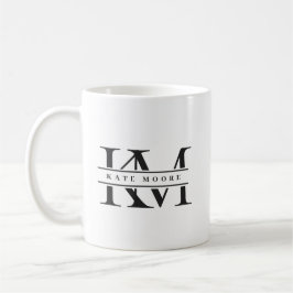 Moderna monograminitialer professionell svart vit kaffemugg