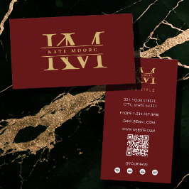 Moderna monograminitialer professionella röd guld visitkort