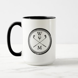 Moderna monograminitialer svart och vitt mugg