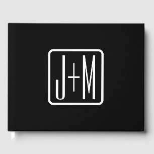 Moderna monograminitialer Svart & Vit Gästböcker