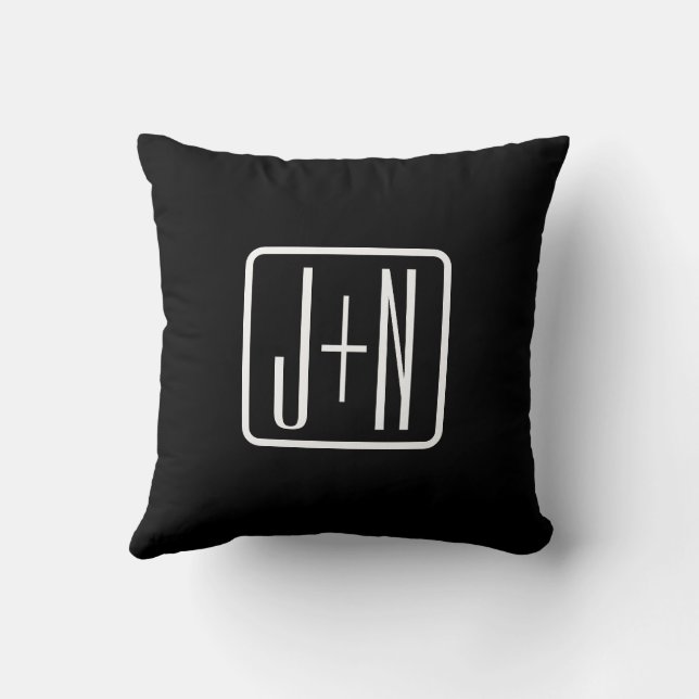 Moderna monograminitialer | Svart & Vit Kudde (Baksida)