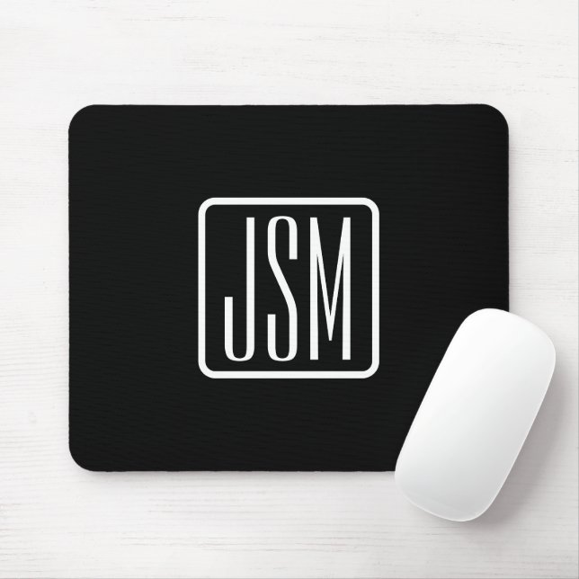 Moderna monograminitialer | Svart & Vit Musmatta (Med mus)