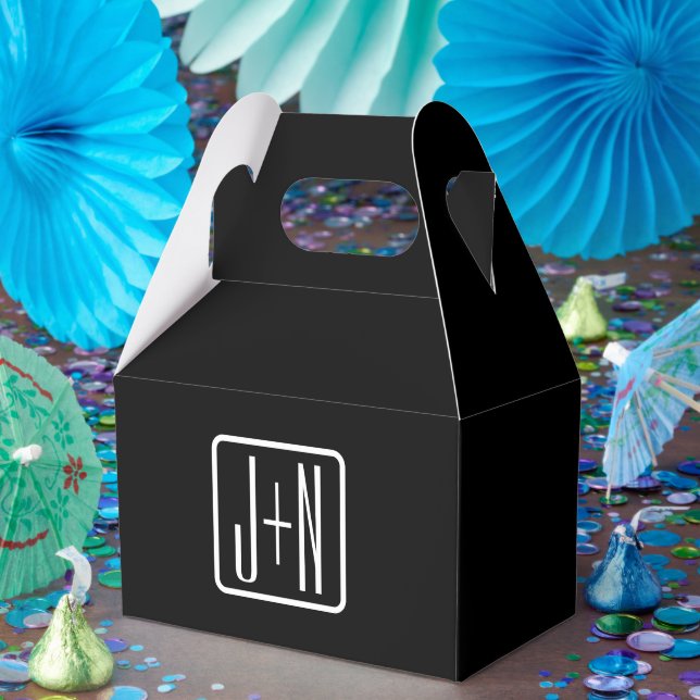 Moderna monograminitialer | Svart & Vit Presentaskar (Part)