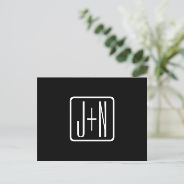 Moderna monograminitialer | Svart & Vit Vykort (Stående Fram)