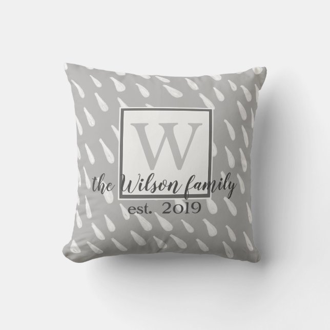 moderna monogramkuddar av anpassningsbar grått och kudde (Framsida)