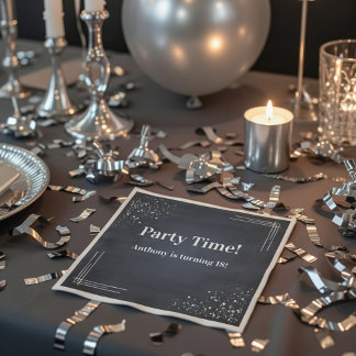 Moderna mörkblå och silver 18-årsfödelsedagsservet pappersservett