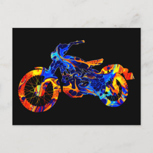 MODERNA MOTOCROSS FÄRGGLIG ABSTRAKT KONST VYKORT