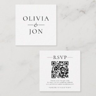 Moderna namn QR-kod Svart Vitt Bröllop RSVP Tilläggskort
