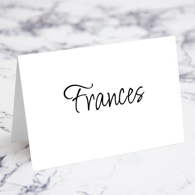 Moderna namnplatser med individuell förnamnsskrift bordsnummer (Modern Script Individual First Name Fold Your Own Place Cards)