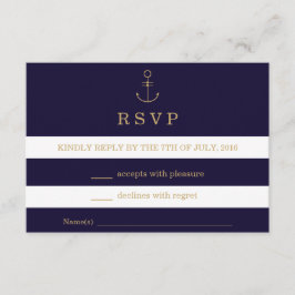 Moderna nautiska randiga bröllops-RSVP-kort OSA Kort