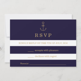 Moderna nautiska randiga bröllops-RSVP-kort OSA Kort