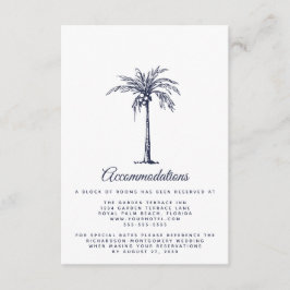 Moderna Navy Blue Palm Beach Bröllopsboenden Tilläggskort