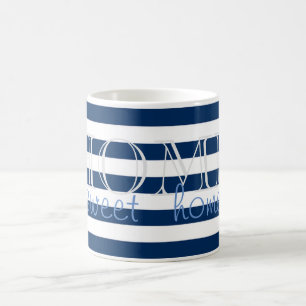 Moderna Navyblå Ränder ,Hem Ljuva Hem Kaffemugg