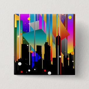 Moderna New York Geometriska Former Abstrakt Knapp