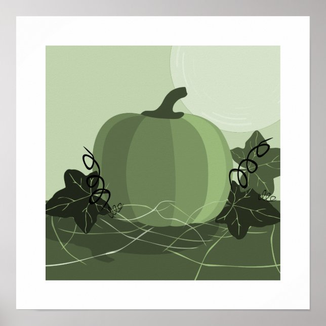Moderna nyanser av grön Pumpa Köks Kvadrat Poster (Framsidan)