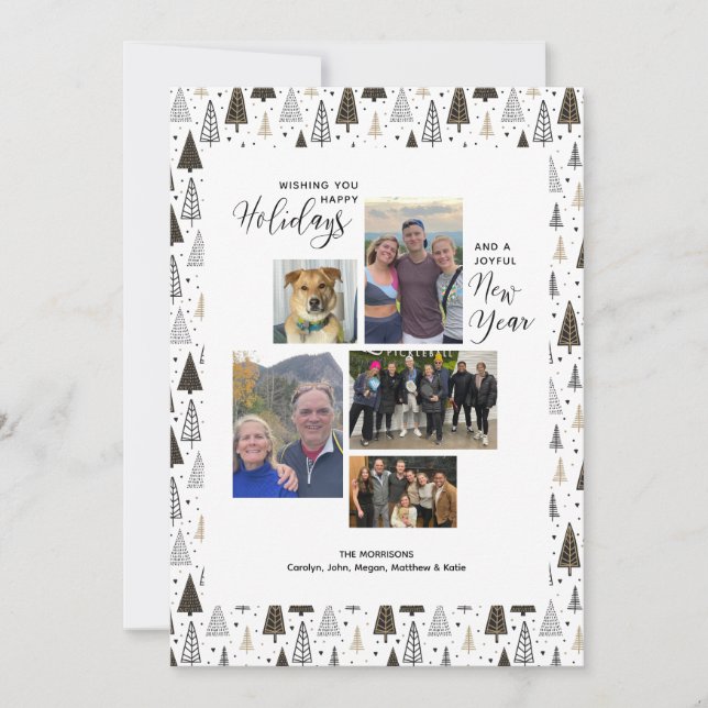 Moderna Nyårsfira Helgdagar Foto Collage Handritad Julkort (Framsida)