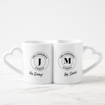 Moderna Nygifta Familjenamn Par Monogram