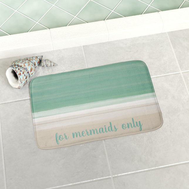 Moderna oceanbåge endast för Sjöjungfruar Badrumsmatta (A turquoise and sand bath mat with coastal vibes. Add text or name. Available in 3 sizes - S, M & L)