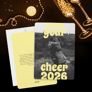 Moderna och djärva gula nyårshälsningar 2026 Foto Julkort