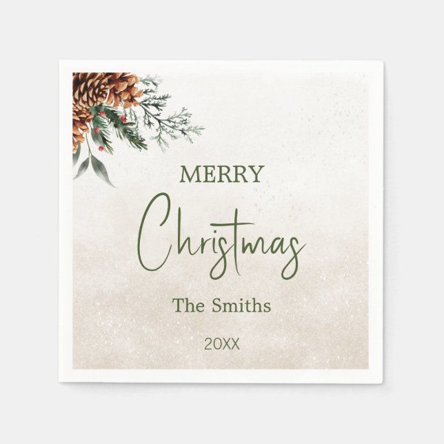 Moderna och elegant fir-koner pappersservett (Framsidan)