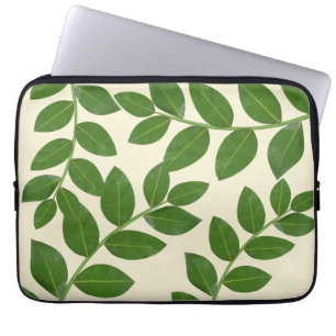 Moderna och eleganta lagerblad på elfenben laptop fodral