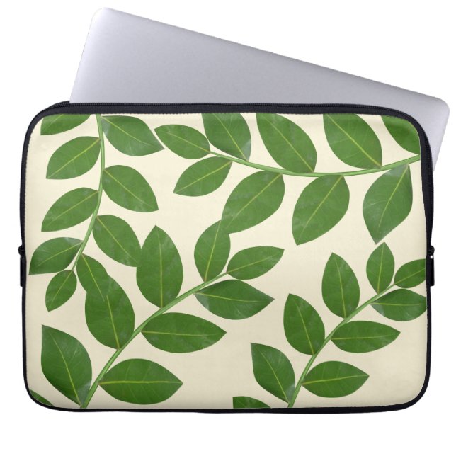 Moderna och eleganta lagerblad på elfenben laptop fodral (Framsidan)