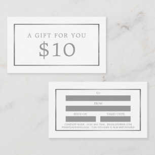 Moderna och eleganta, vita och Silver-giftcertifik Visitkort