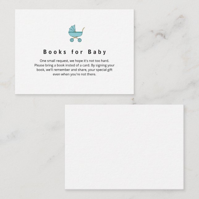 Moderna och minimalistiska blå vaggböcker för bebi tilläggskort (Fram/baksida)