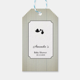 Moderna och minimalistiska ränder Stork Barnvårda  Presentetikett