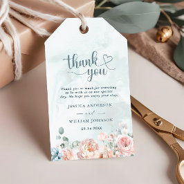 Moderna och trendiga blå ros bröllop tack presentetikett