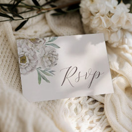 Moderna Off White & Elfenbensvita Akvarellblommor OSA Kort