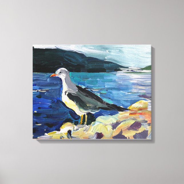 Moderna oljemålningens berg och blommar träd canvastryck (Framsida)