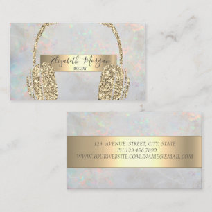 Moderna Opal Holografiska Guld Glitter Hörlurar DJ Visitkort