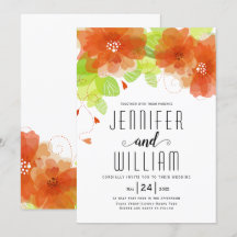 Moderna orangar, typografi, blommigt bröllop