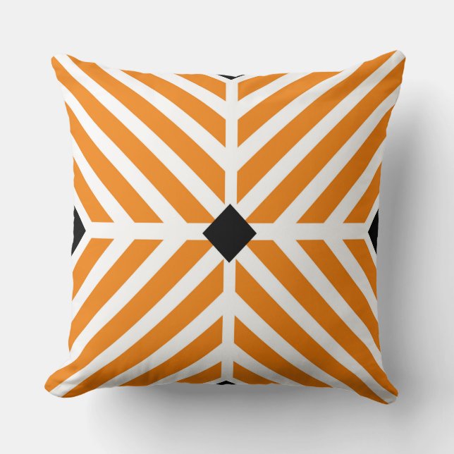 Moderna orange diagonala ränder kudde (Framsida)