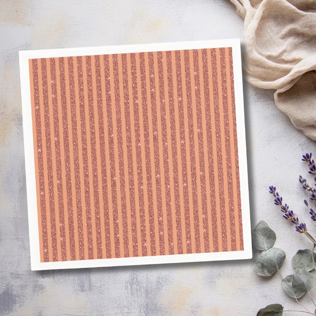Moderna Orange Mango Glitter Stil Vertikala Ränder Pappersservett (Skapare uppladdad)