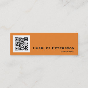 Moderna orange och svart QR kodifierar konsulenten Mini Visitkort