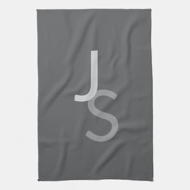 Moderna överlappande initialer med monogram | Grå Kökshandduk (Vertikal)