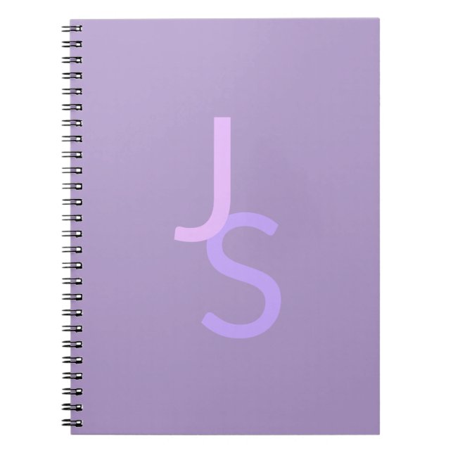 Moderna överlappande initialer med monogram | Lila Anteckningsbok (Framsidan)