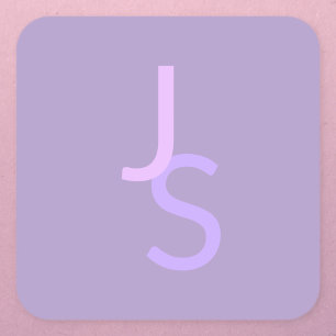 Moderna överlappande initialer med monogram Lila Fyrkantigt Klistermärke
