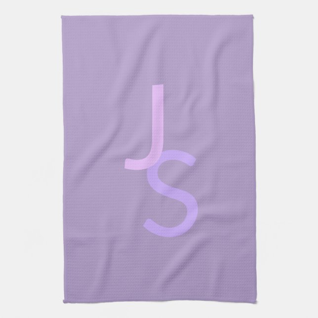 Moderna överlappande initialer med monogram | Lila Kökshandduk (Vertikal)